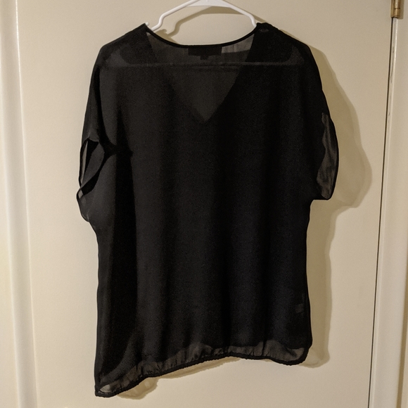 Ann Taylor Loft size Large sheer ruffle blouse - Picture 4 of 5